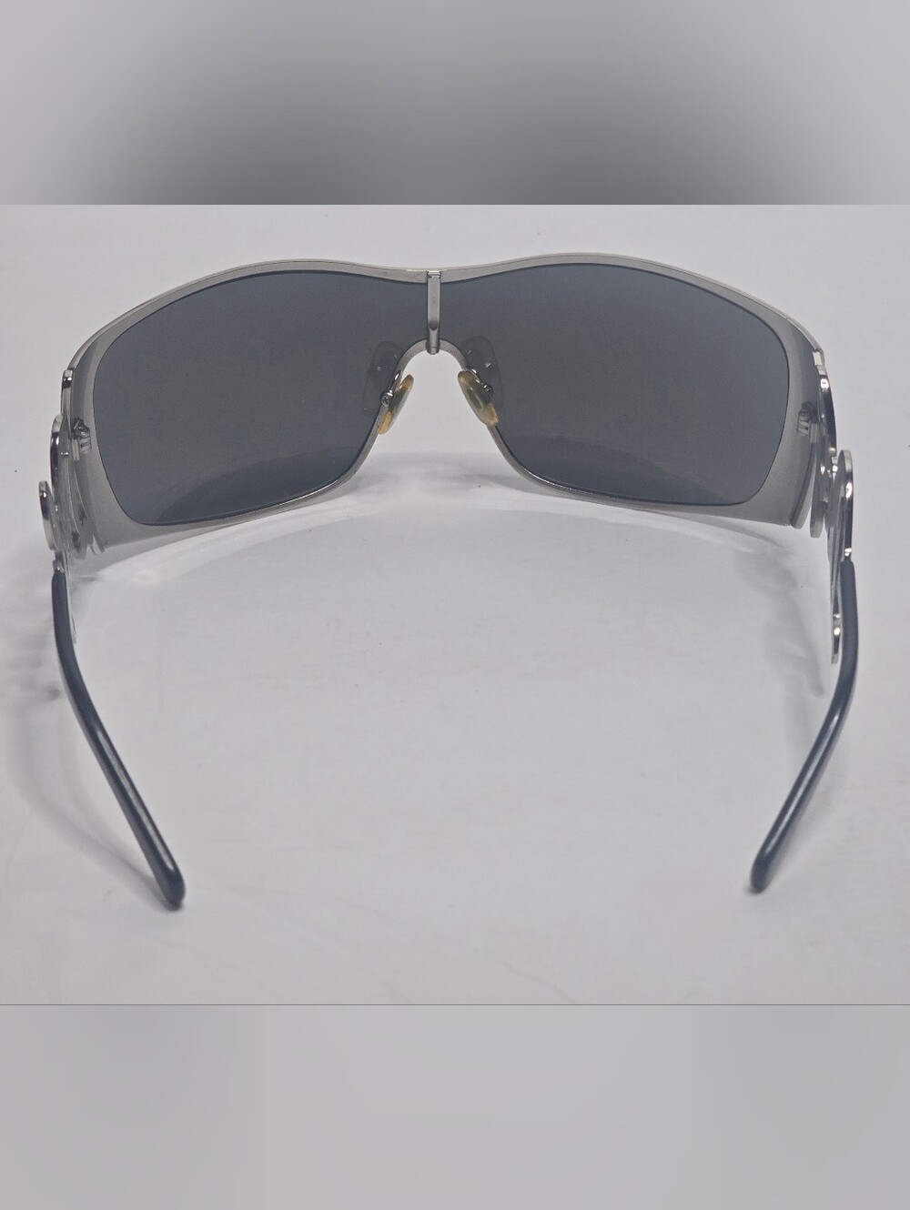 Dolce & Gabbana DG Metal D&G Big Logo Mask Shield Oversized Sunglasses Silver - Picture 4 of 6